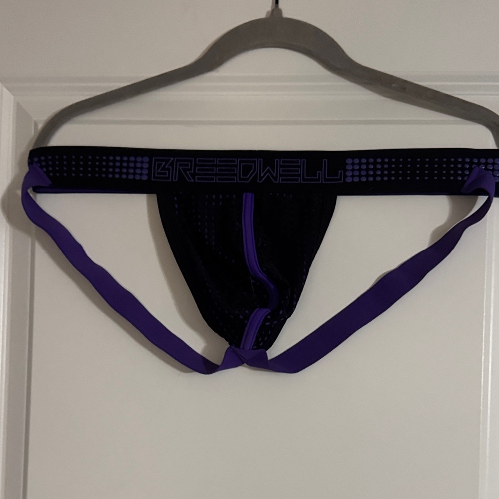 Breedwell Men's Black and Purple Jockstrap